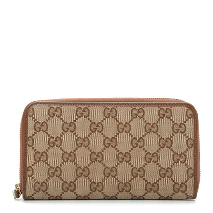 Gucci Monogram Dollar Calfskin Zip Around Wallet Beige Ebony Tabacco 1 of 8