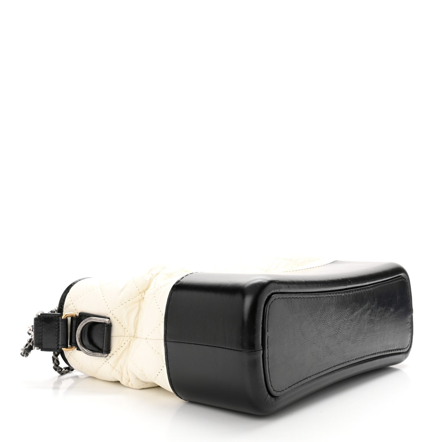 Aged Calfskin Quilted Medium Gabrielle Hobo Black White