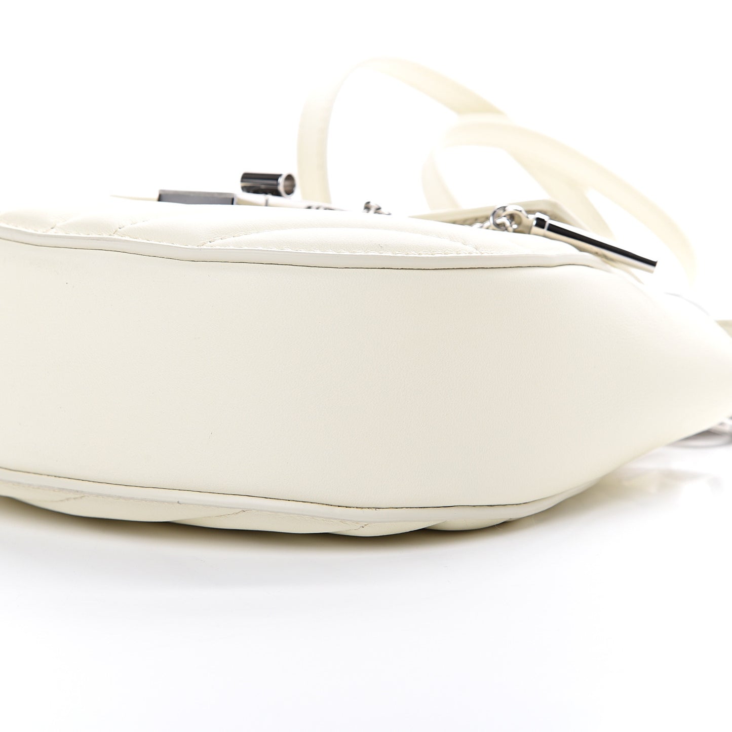 Calfskin Quilted Mini Drew Bijou Shoulder Bag Natural White