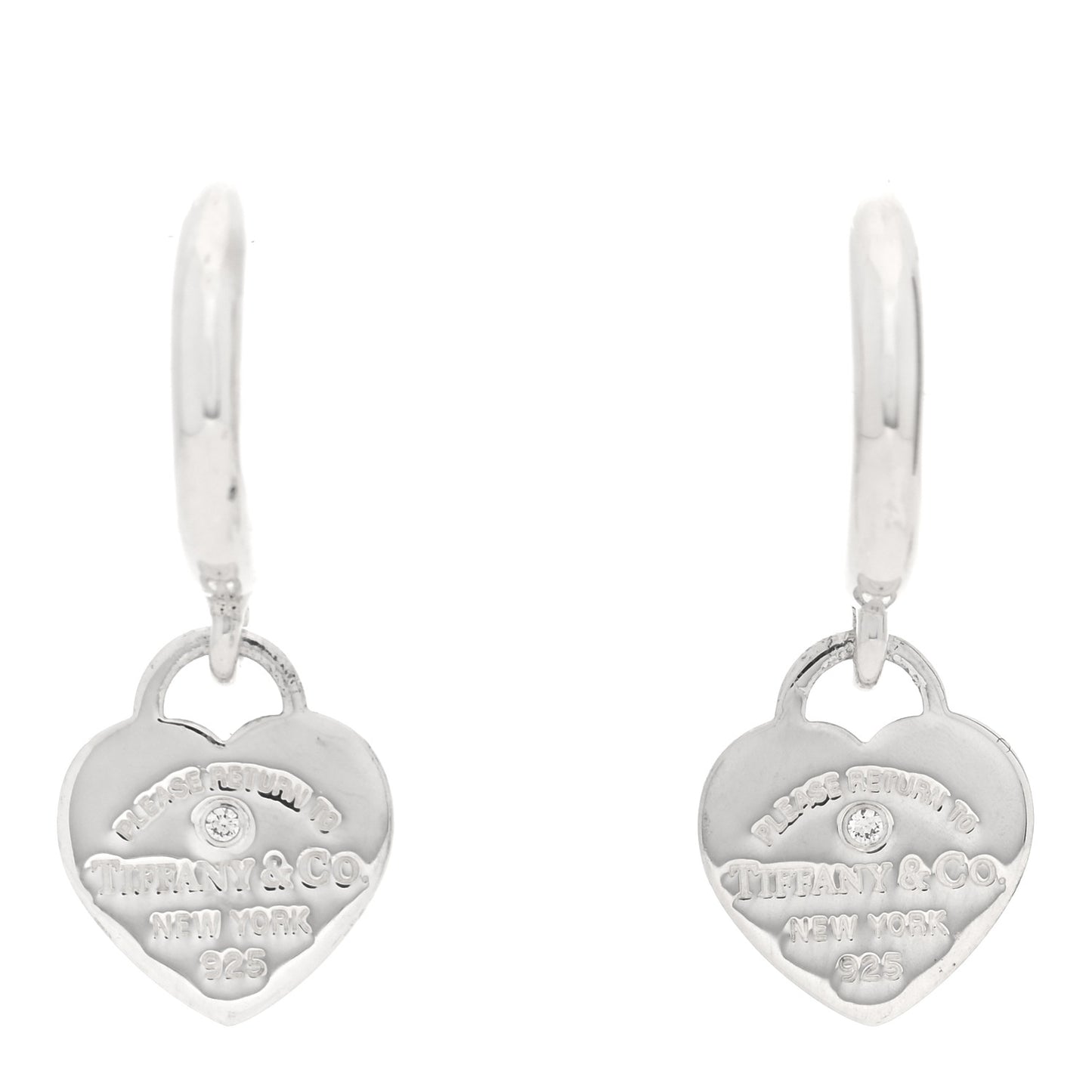 Sterling Silver Diamond Mini Return To Tiffany Heart Hoop Earrings