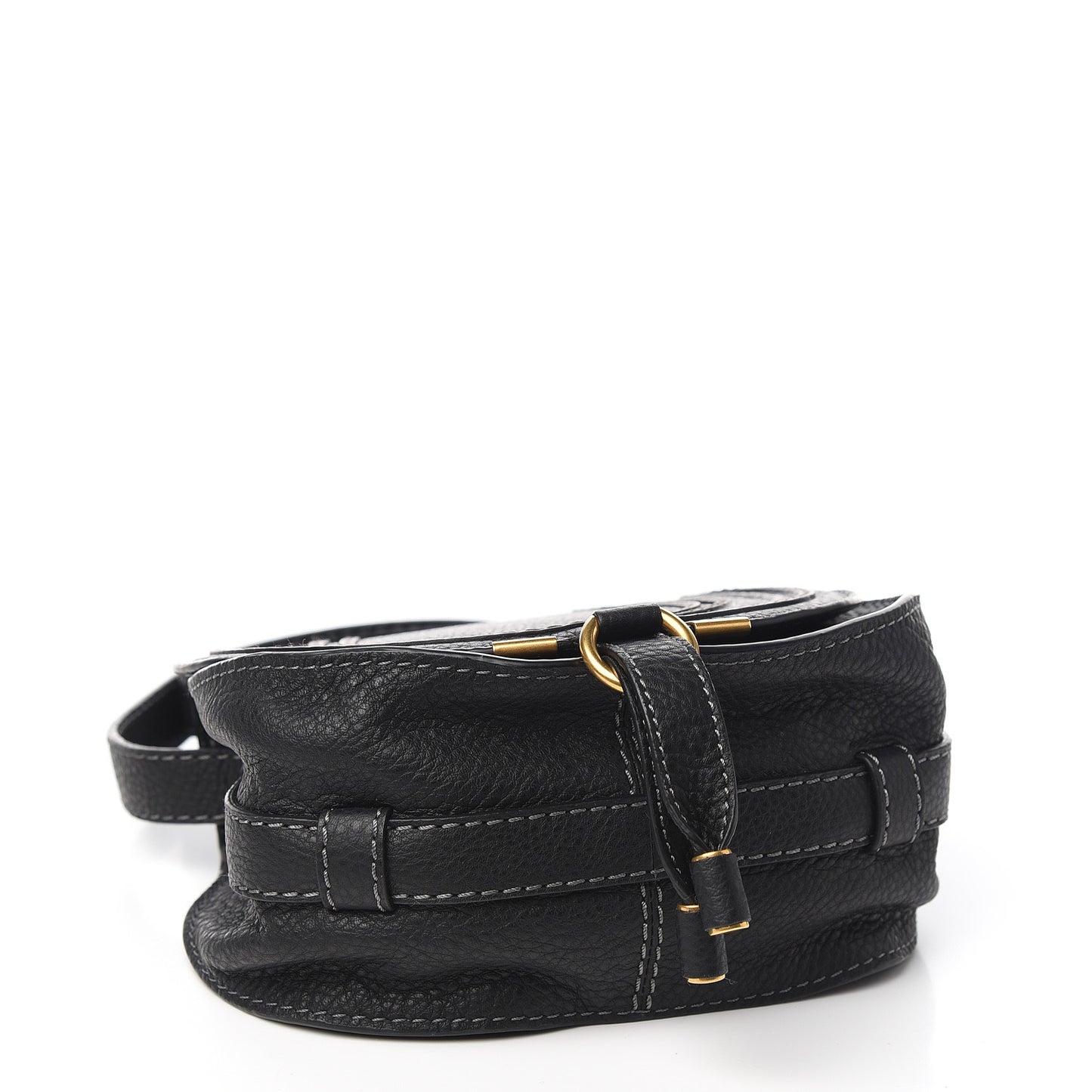 Calfskin Mini Marcie Round Crossbody Bag Black