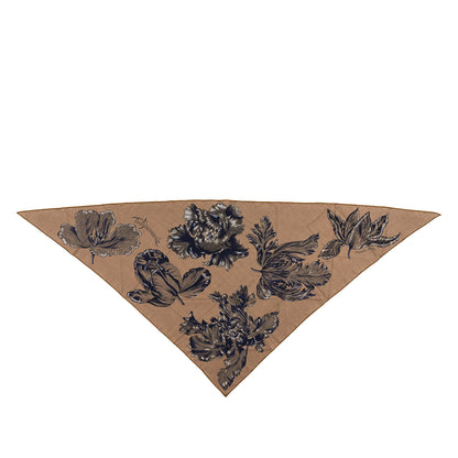 Hermes Cashmere Silk Tulipomanie Giant Pointe Triangle Scarf Caramel Anthracite White 1 of 3