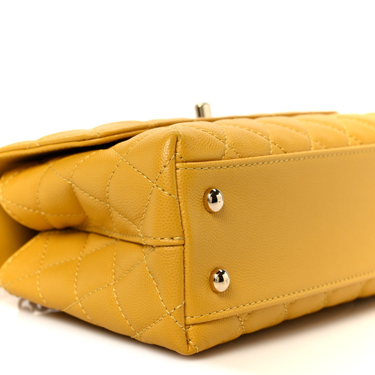 Chanel Caviar Quilted Mini Coco Handle Flap Yellow 10 of 12