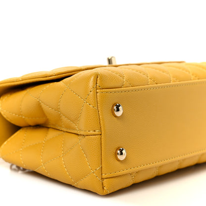 Chanel Caviar Quilted Mini Coco Handle Flap Yellow 10 of 12