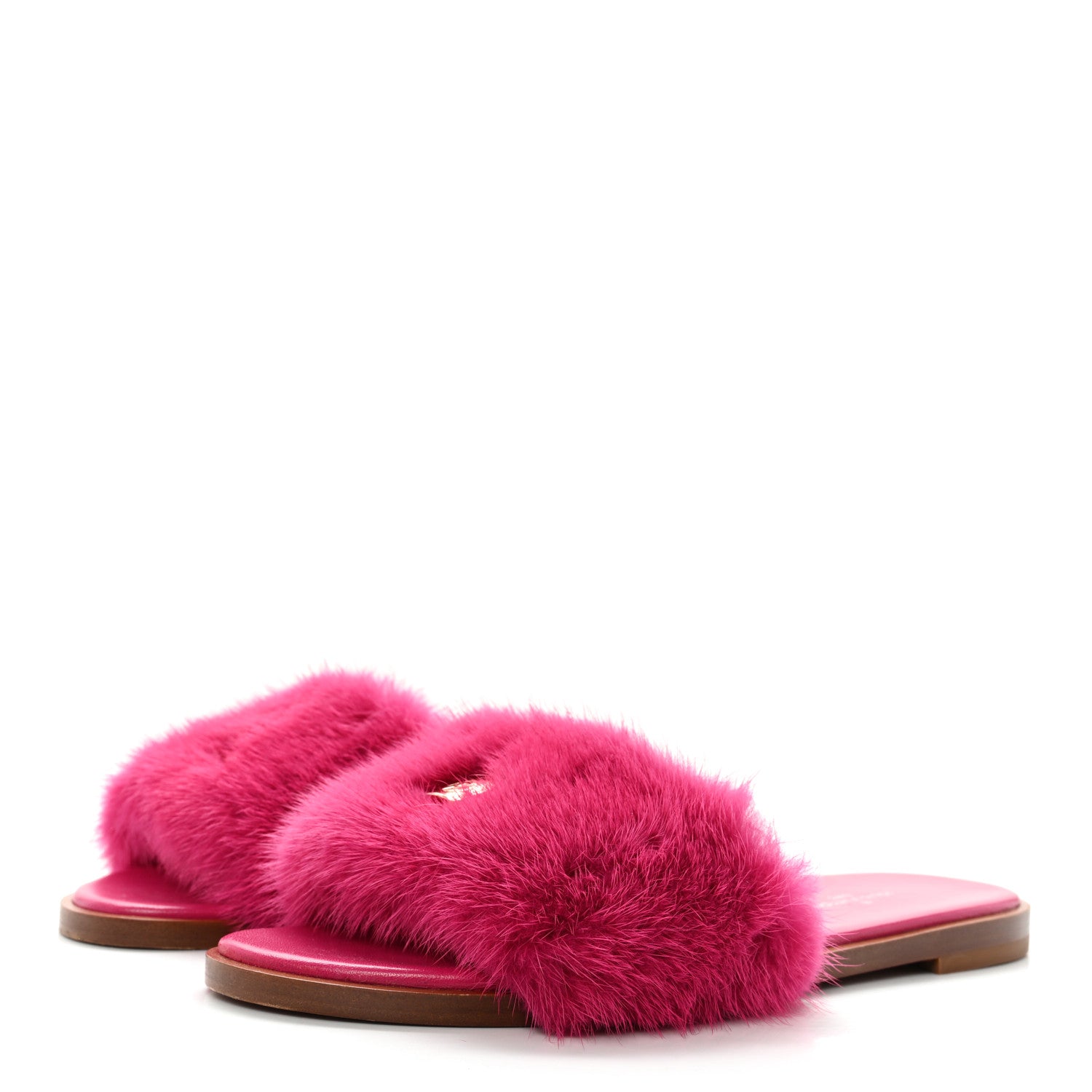 Louis Vuitton Mink Fur Lock It Flat Mule 37 Hot Pink 3 of 11