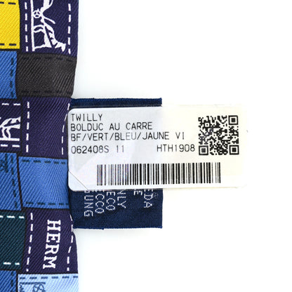 Hermes Silk Bolduc Au Carre Twilly Vert Bleu Jaune Vif 4 of 4