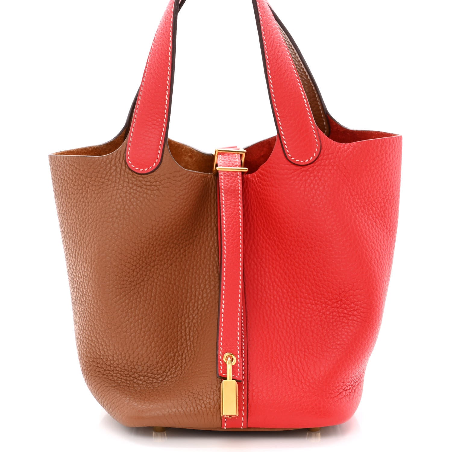 Hermes Taurillon Clemence Casaque Picotin Lock 18 PM Gold Rouge De Coeur 8 of 11