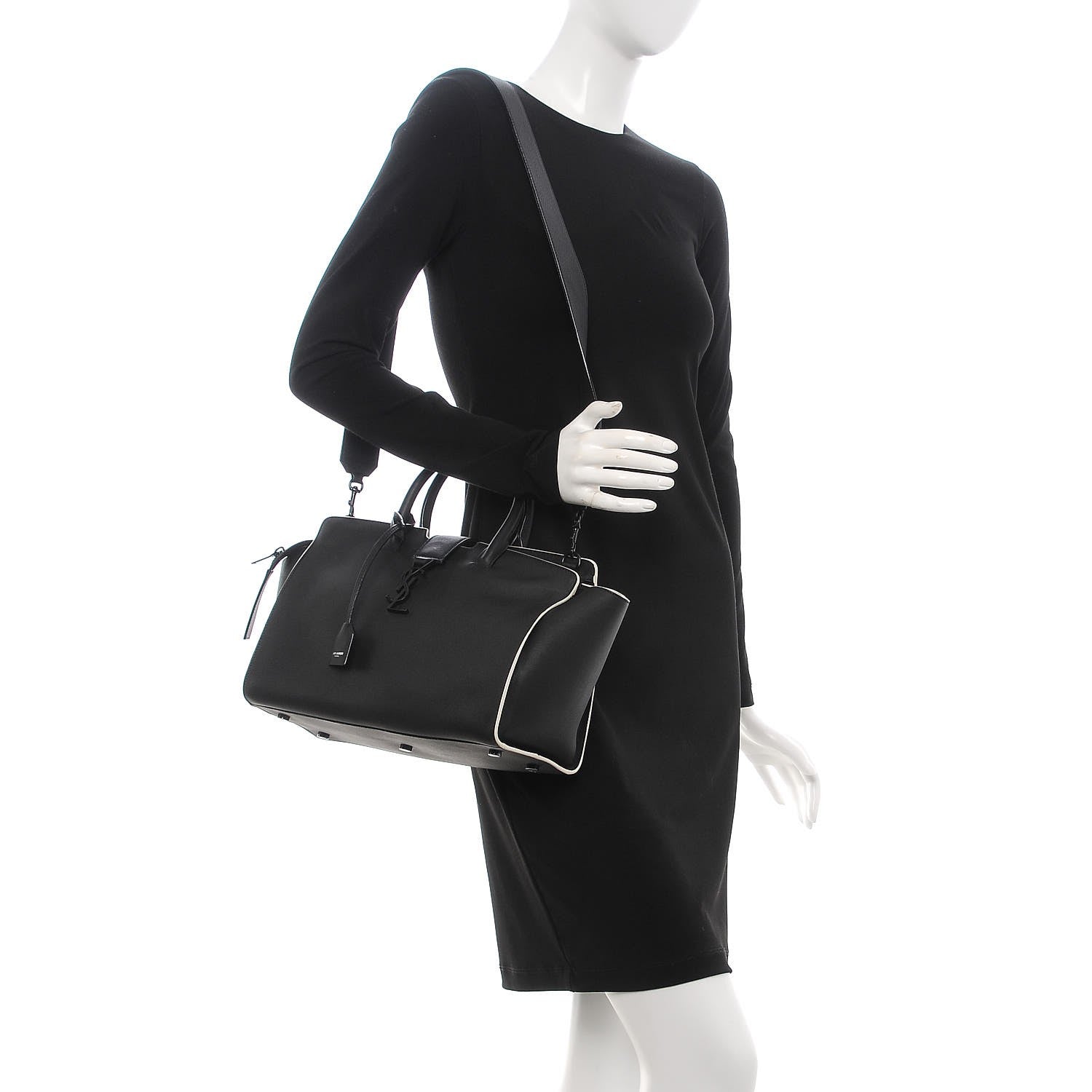 Saint Laurent Calfskin Small Monogram Downtown Cabas Black 2 of 7