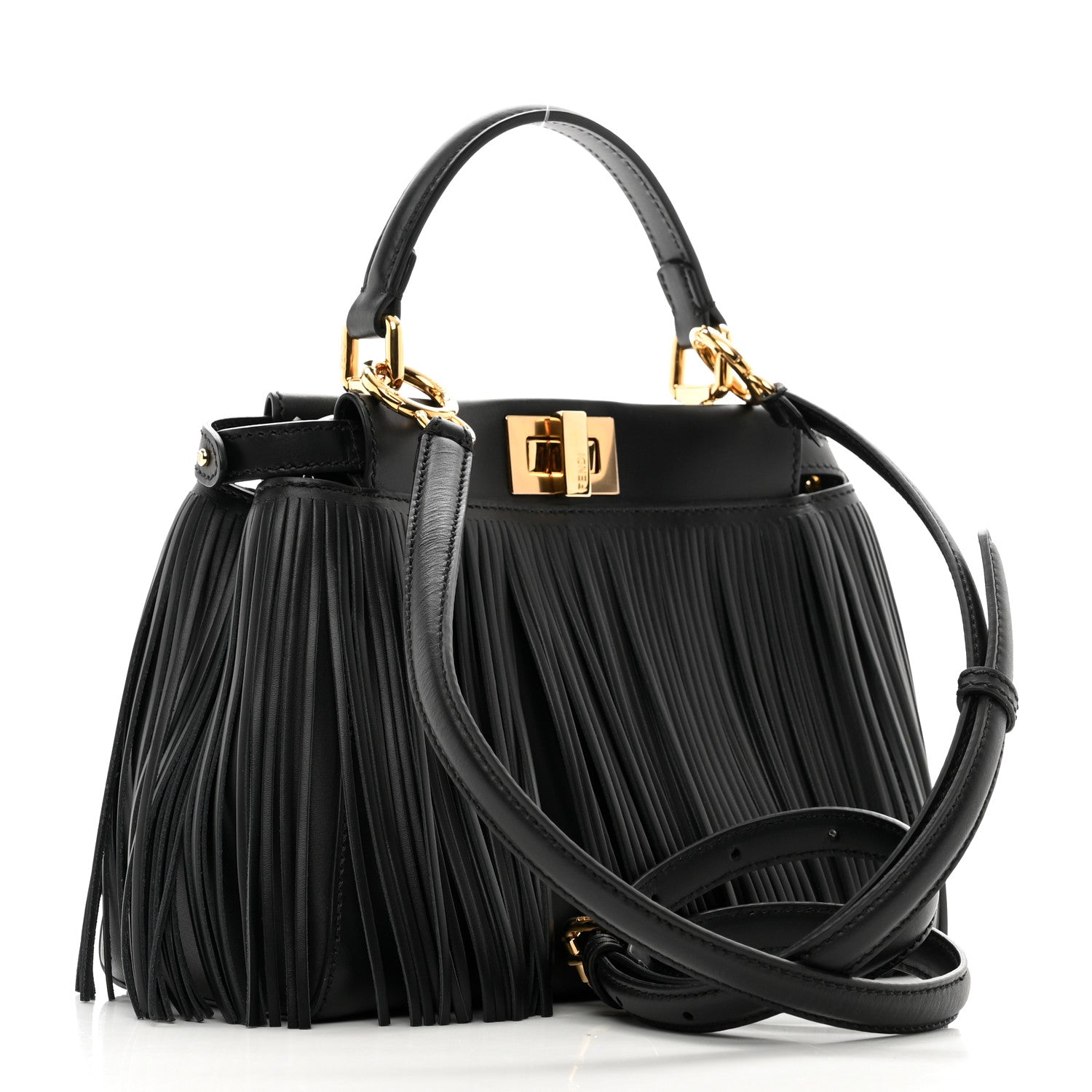 Fendi Nappa Fringe Mini Peekaboo Black 3 of 10