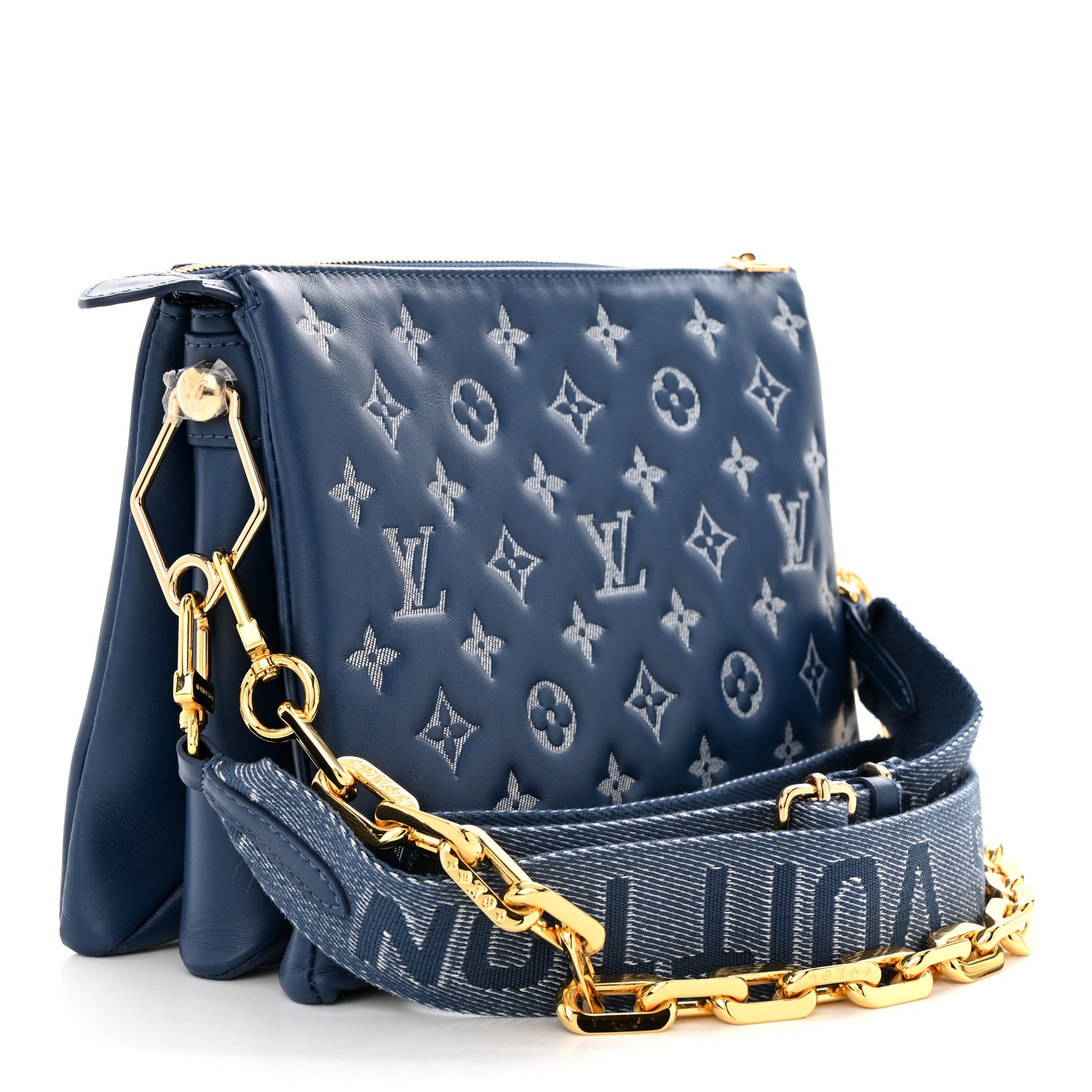Louis Vuitton Lambskin Embossed Monogram Coussin PM Denim Blue 3 of 11