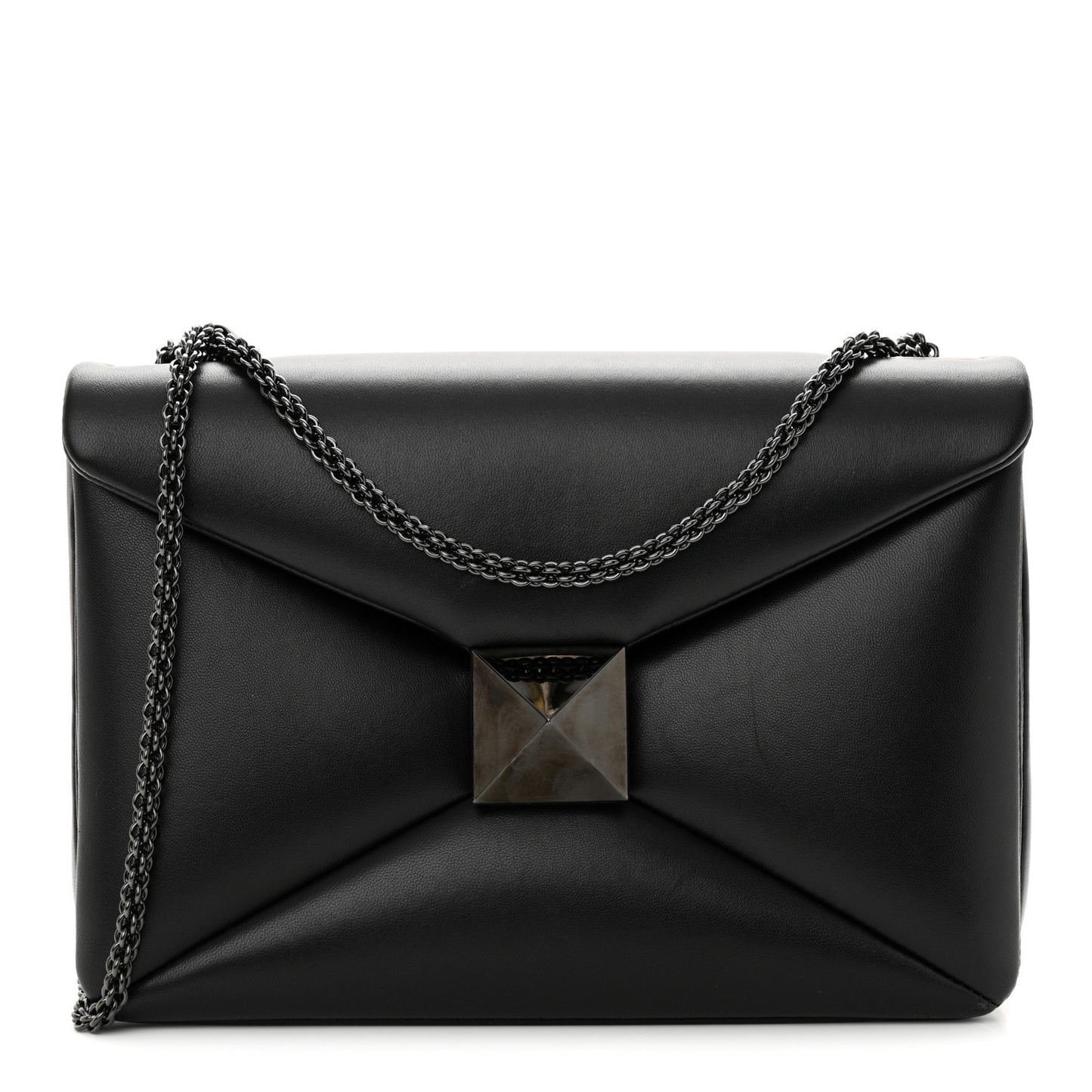 VALENTINO GARAVANI Nappa Tonal One Stud Chain Shoulder Bag Black