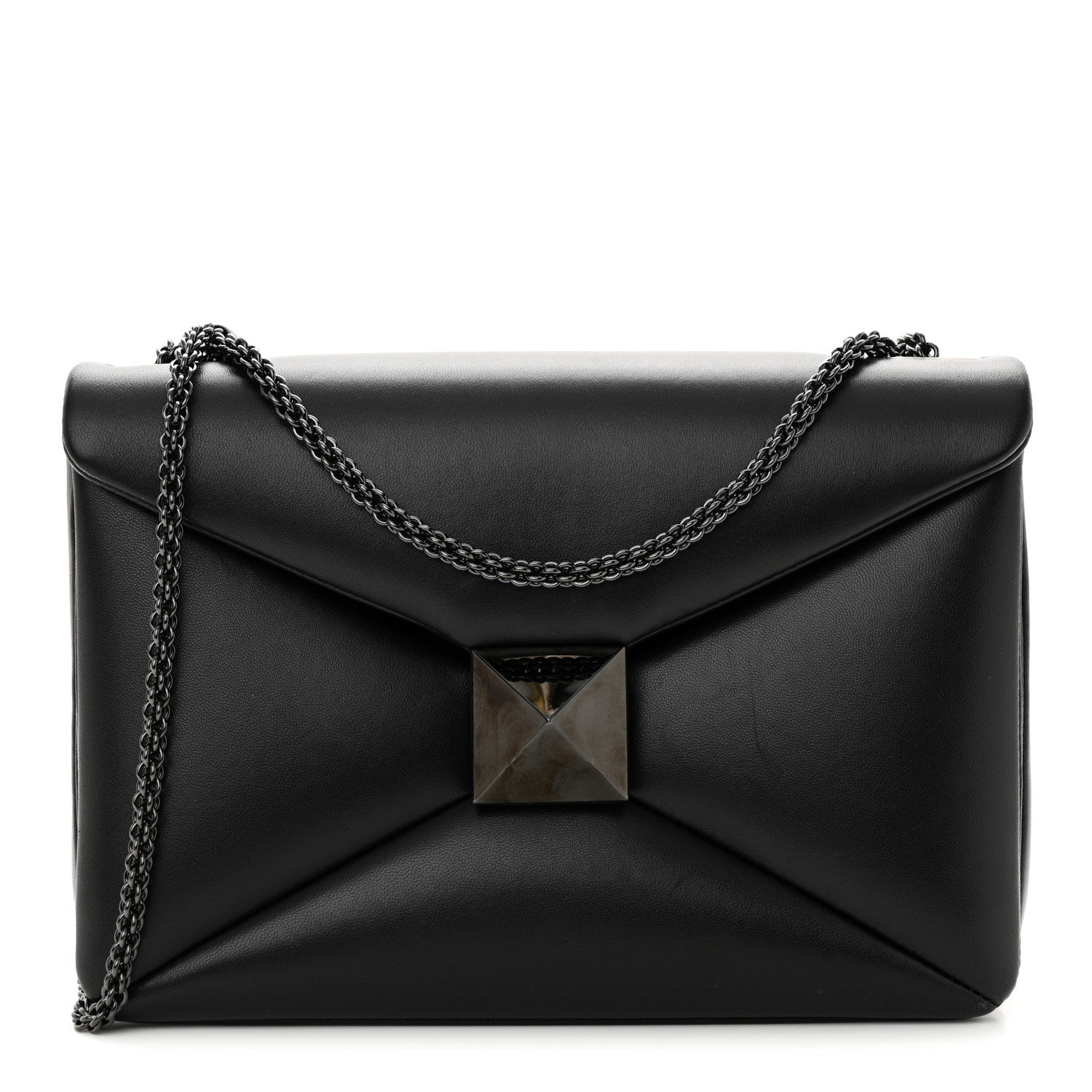 Valentino Garavani VALENTINO GARAVANI Nappa Tonal One Stud Chain Shoulder Bag Black 1 of 15