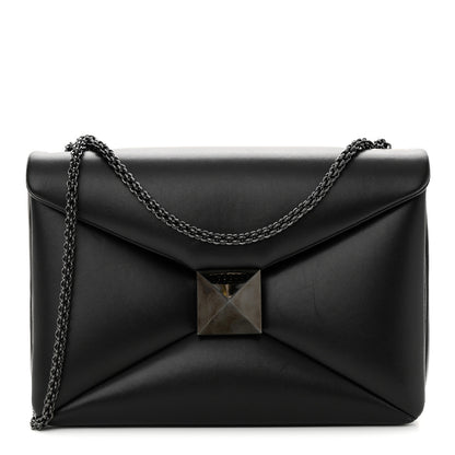 Valentino Garavani VALENTINO GARAVANI Nappa Tonal One Stud Chain Shoulder Bag Black 1 of 15