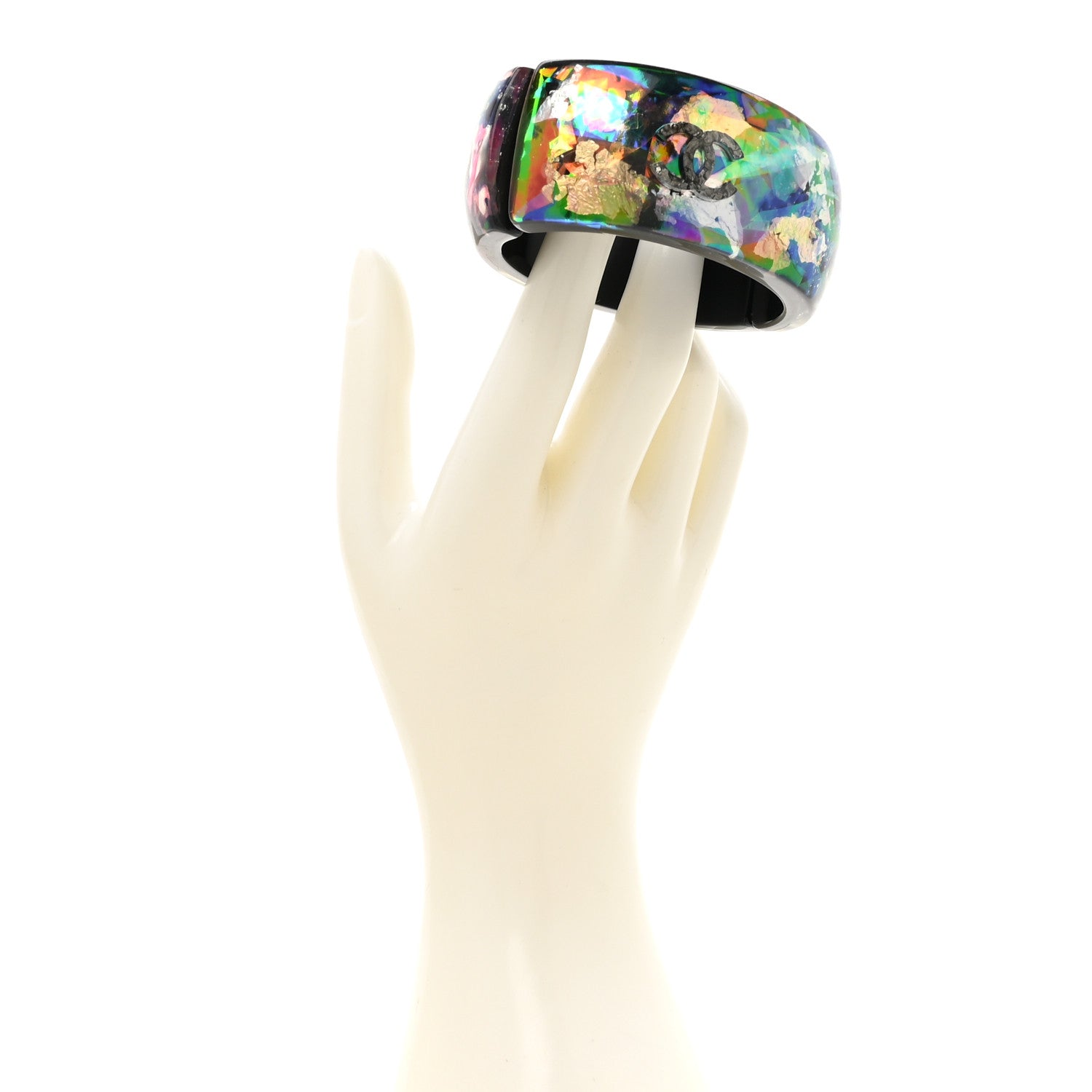 Chanel Resin CC Confetti Cuff Black Multicolor 2 of 7