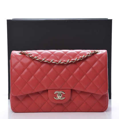 Chanel Caviar Quilted Jumbo Double Flap Red 11 of 11
