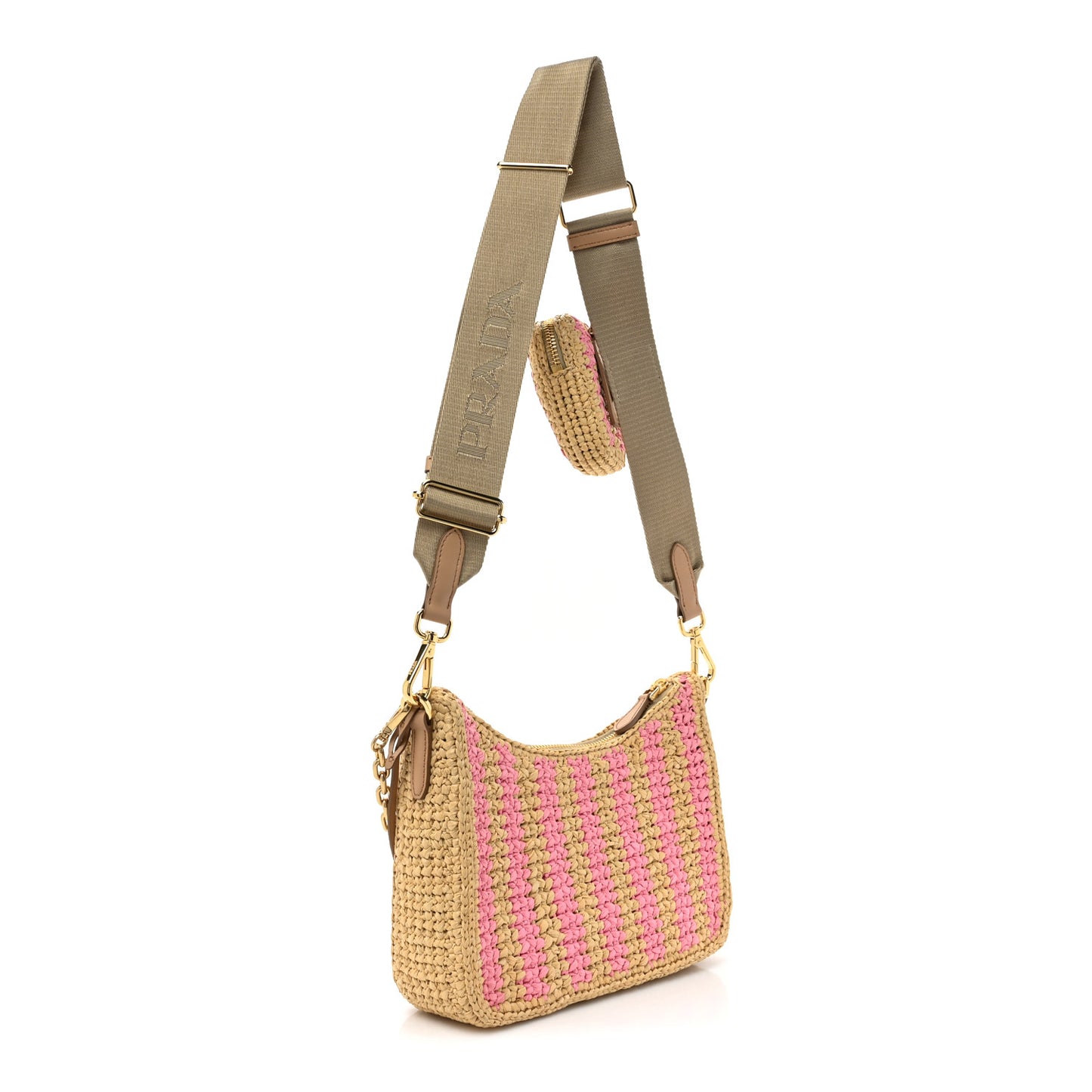 Yarn Raffia Effect Crochet Striped Re-Edition 2005 Shoulder Bag Naturale Petalo