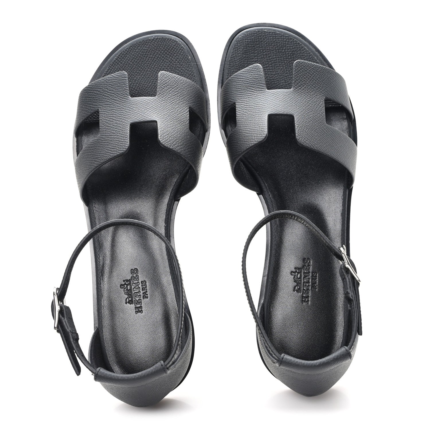Hermes Epsom Santorini Sandals 38 Black 2 of 10