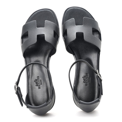 Hermes Epsom Santorini Sandals 38 Black 2 of 10