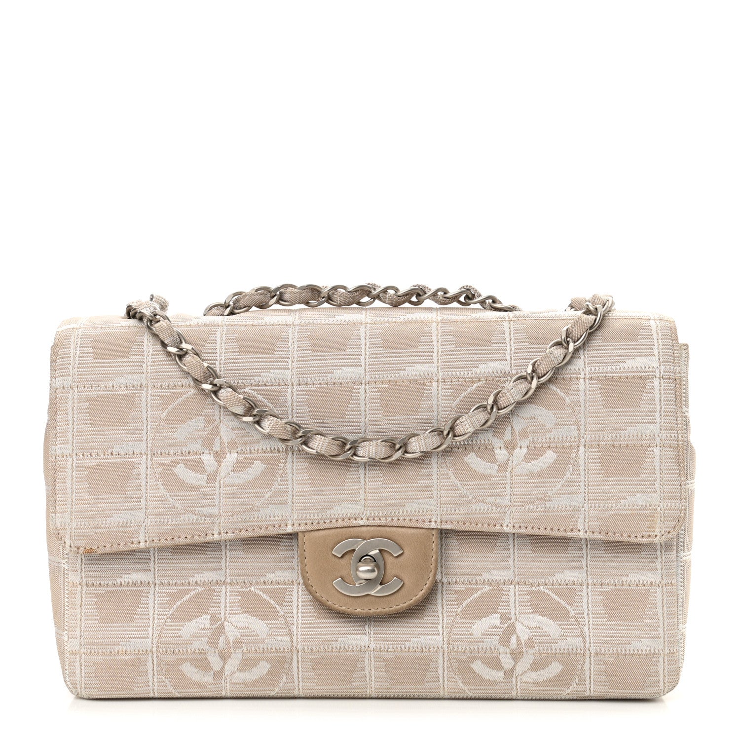Chanel Nylon Medium Travel Flap Light Beige 1 of 12