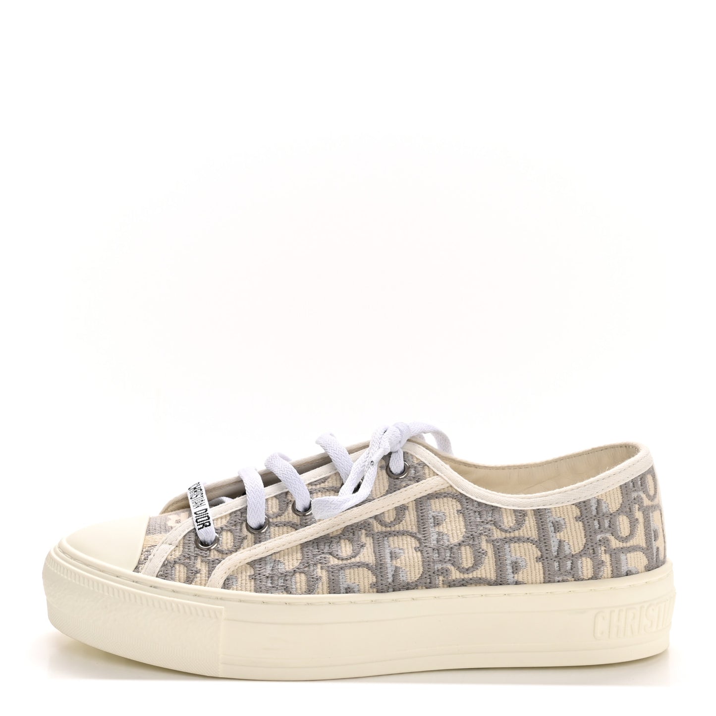 Canvas Oblique Walk'N'Dior Low Top Sneakers 36 Grey Stone