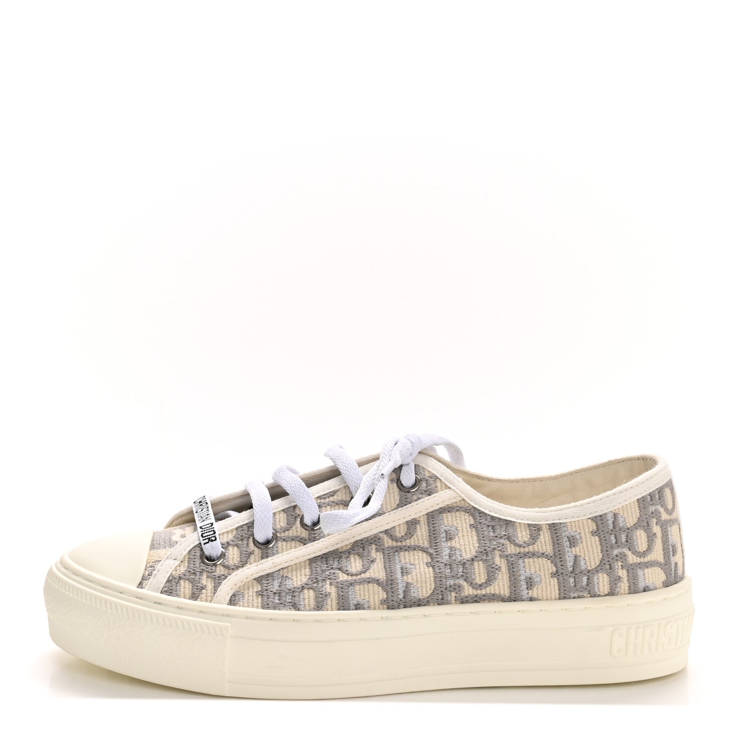 Christian Dior Canvas Oblique Walk'N'Dior Low Top Sneakers 36 Grey Stone 1 of 9