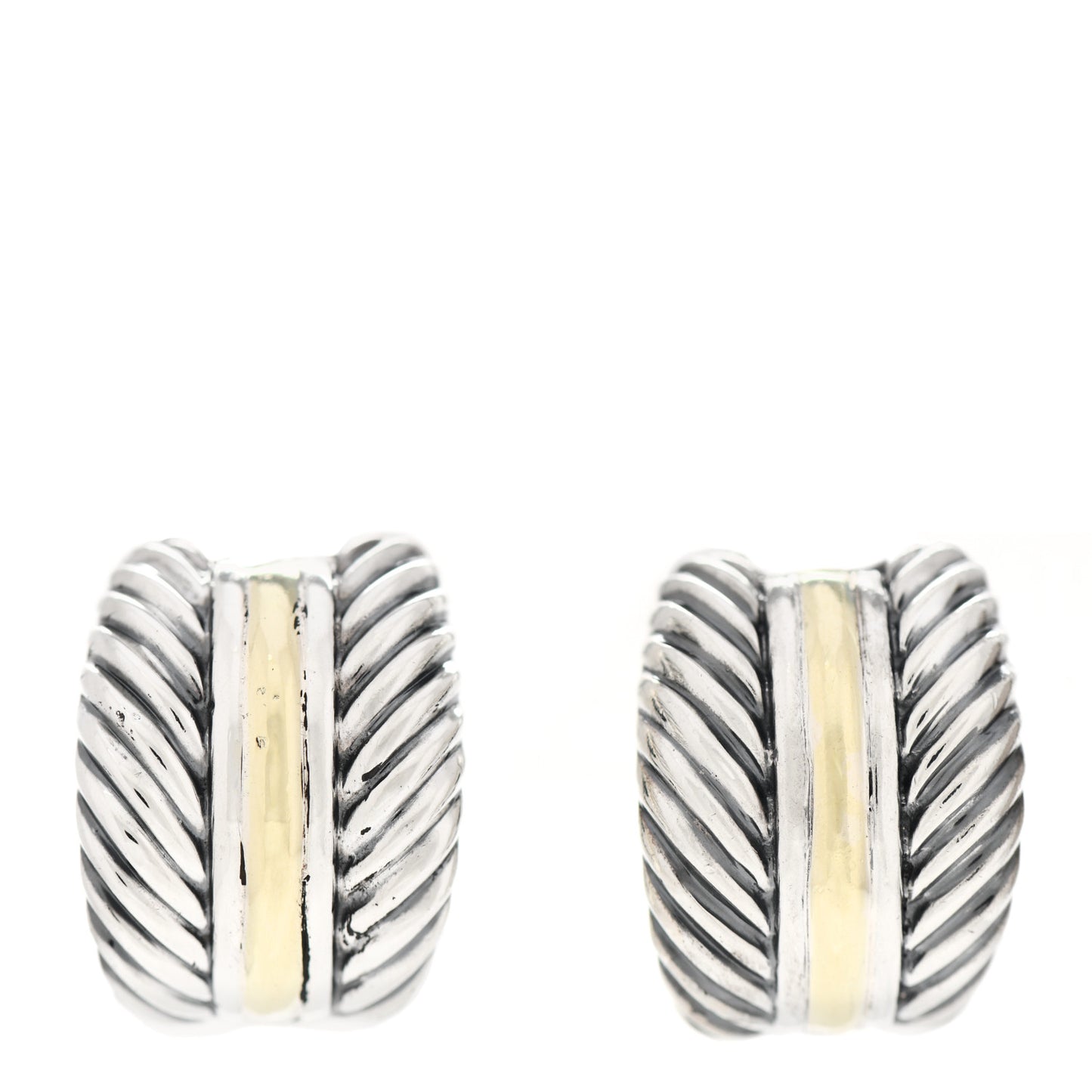 Sterling Silver 14K Yellow Gold Cable Hoop Earrings