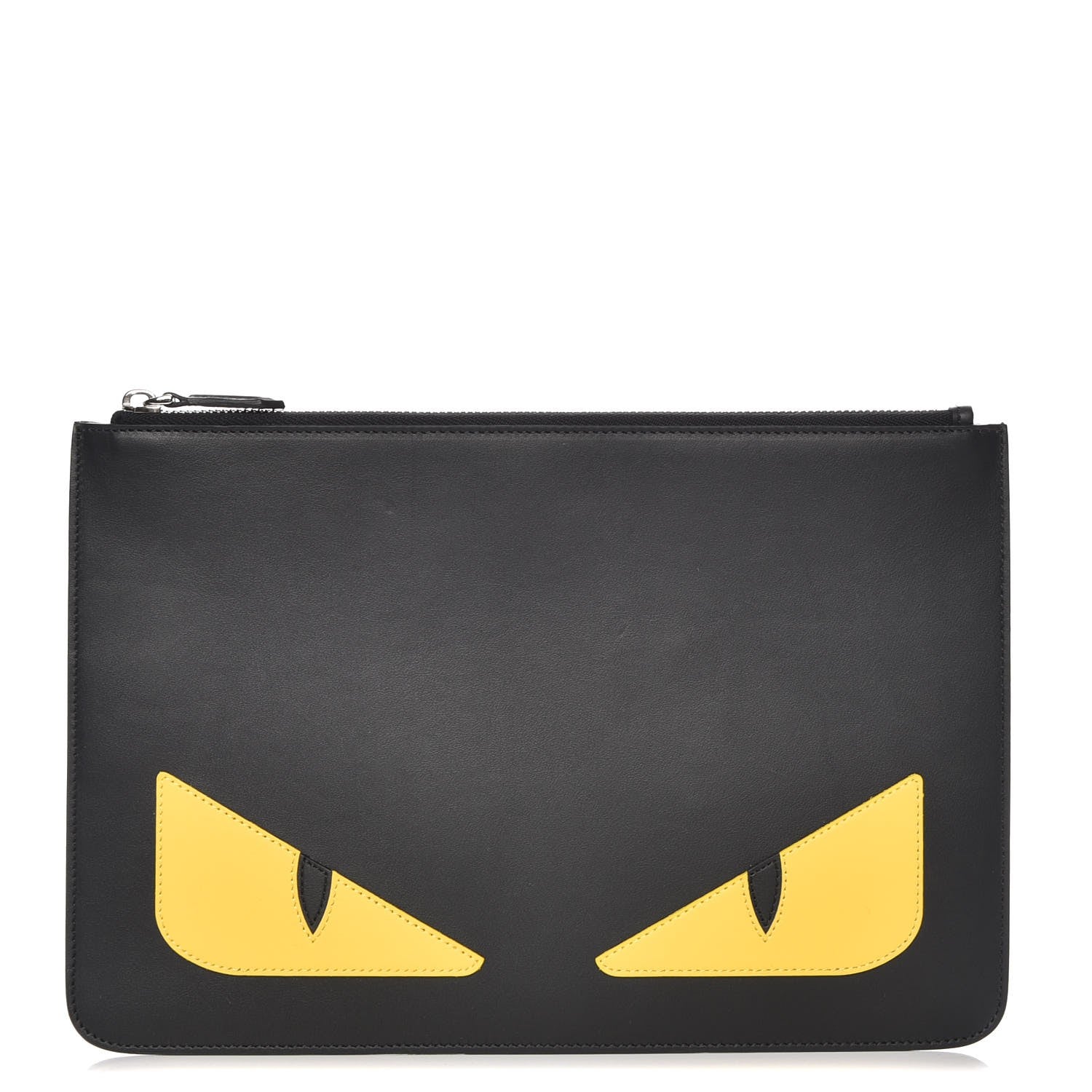 Fendi Vitello Century Monster Eyes Inlay Pouch Black Giallo 2 of 14