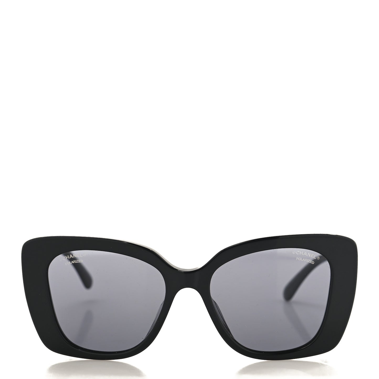 Acetate Strass Polarized Square Sunglasses 5422-B Black