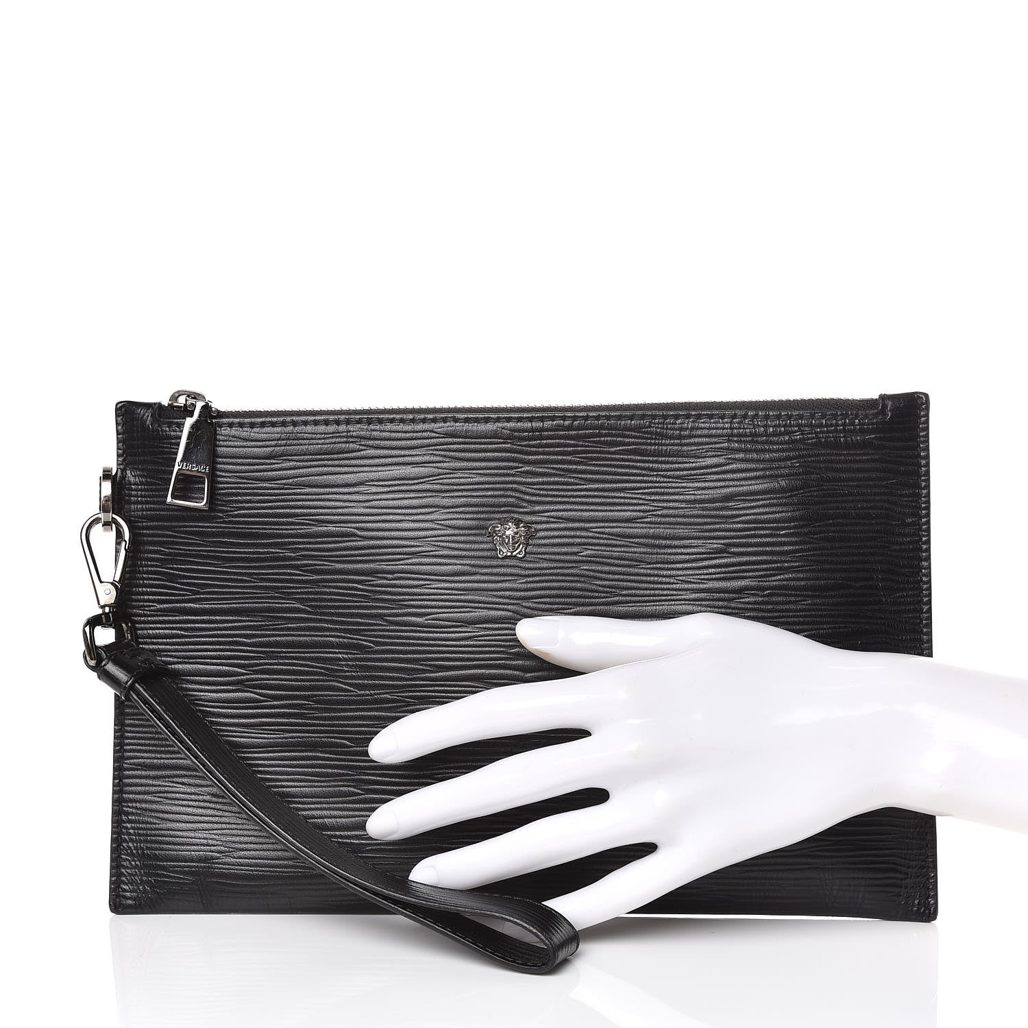 Versace Calfskin Medusa Head Pochette Black 2 of 9