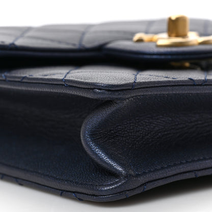 Chanel Iridescent Lambskin Quilted Chic Pearls Flap Navy Blue 8 of 9