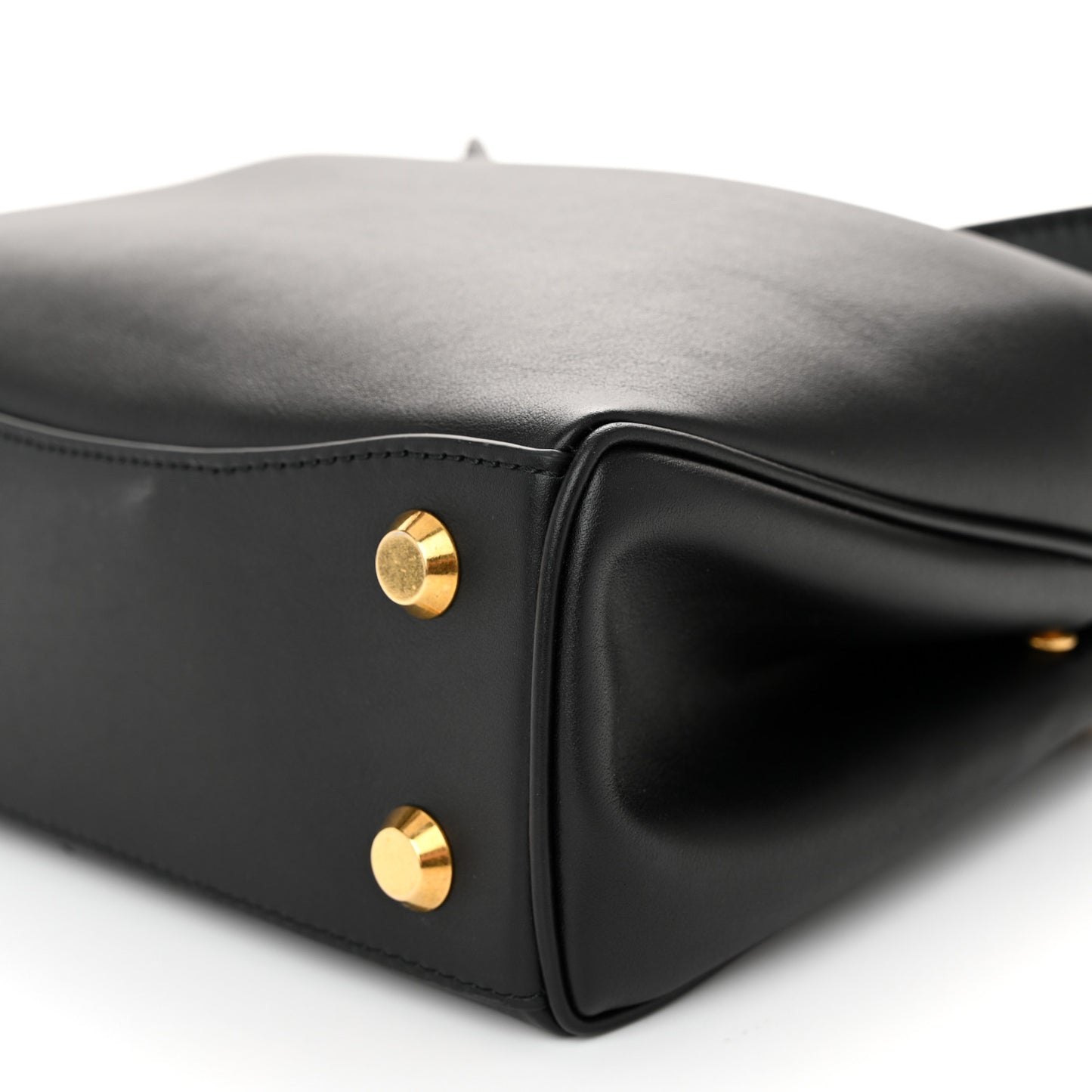 Natural Smooth Calfskin Mini Rodeo Top Handle Handbag Black