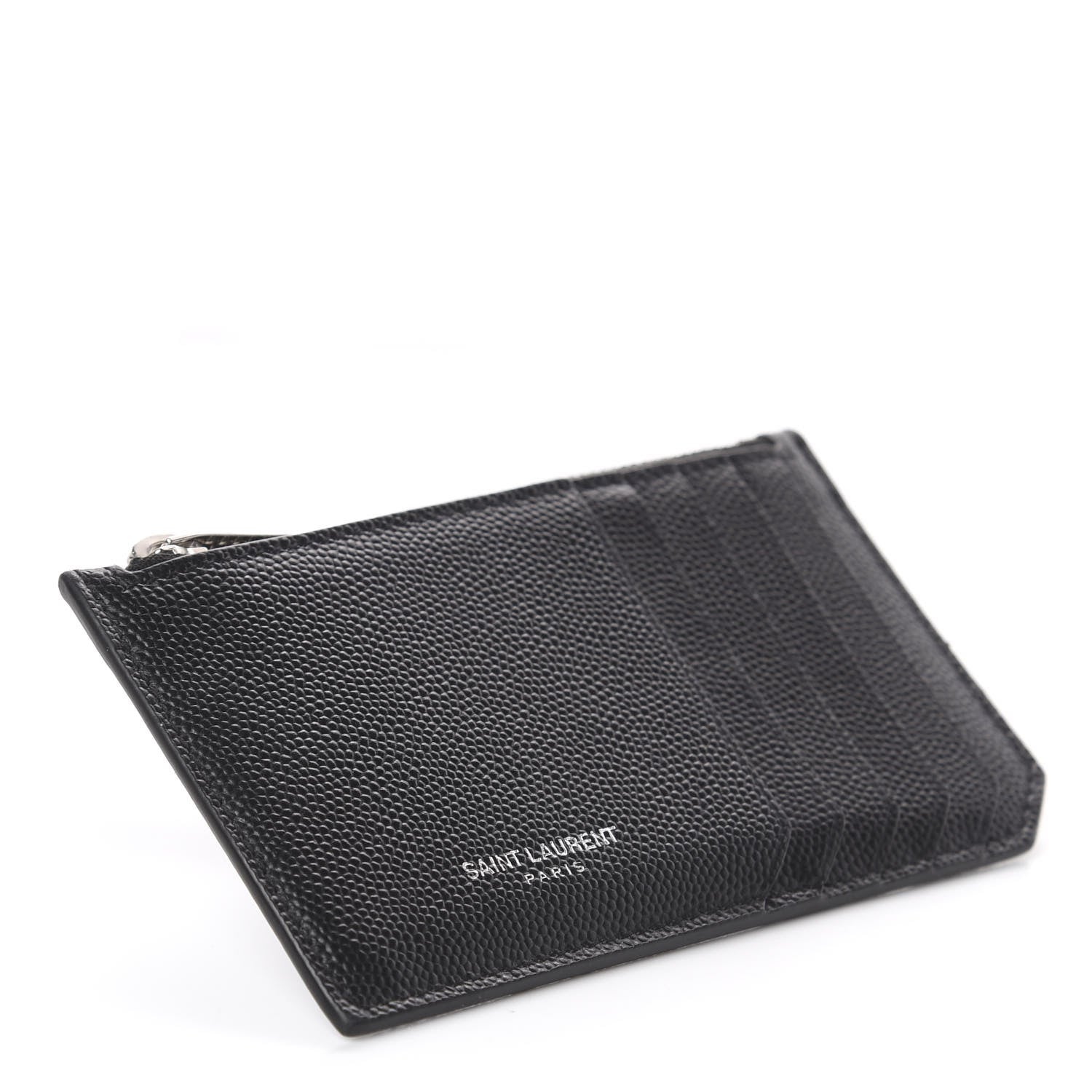 Saint Laurent Grained Calfskin 5 Fragments Zip Pouch Card Holder Black 3 of 5