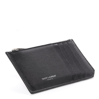 Saint Laurent Grained Calfskin 5 Fragments Zip Pouch Card Holder Black 3 of 5