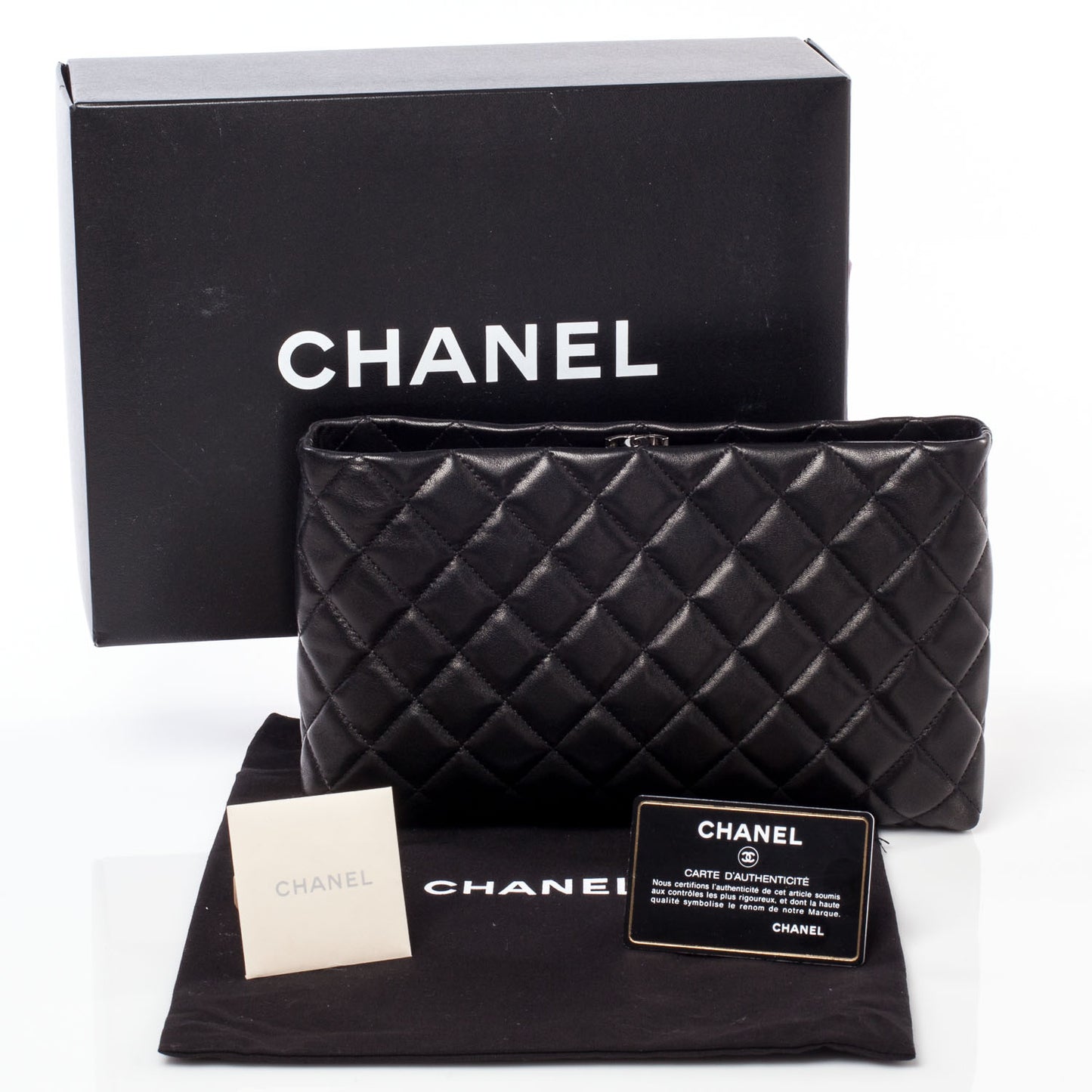 Lambskin Quilted Clutch Black