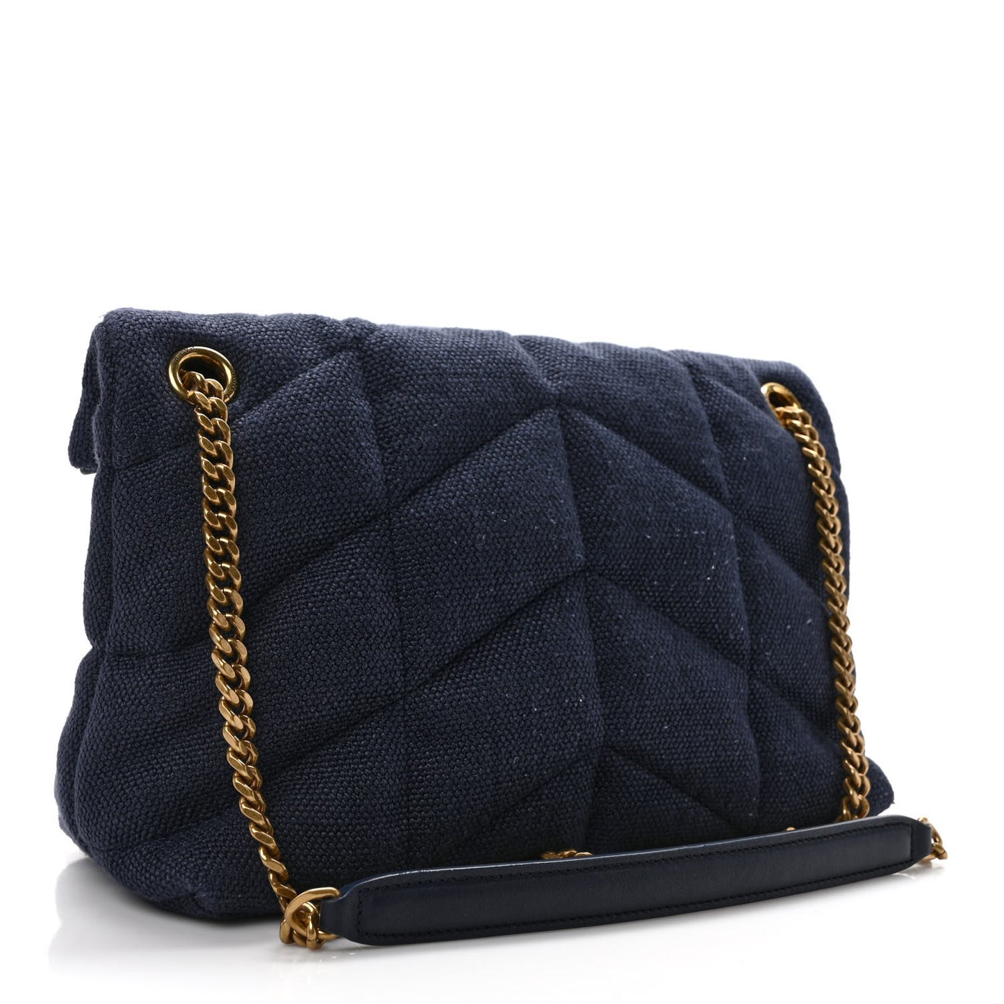 Canvas Quilted Small Loulou Puffer Monogram Chain Satchel Deep Marine