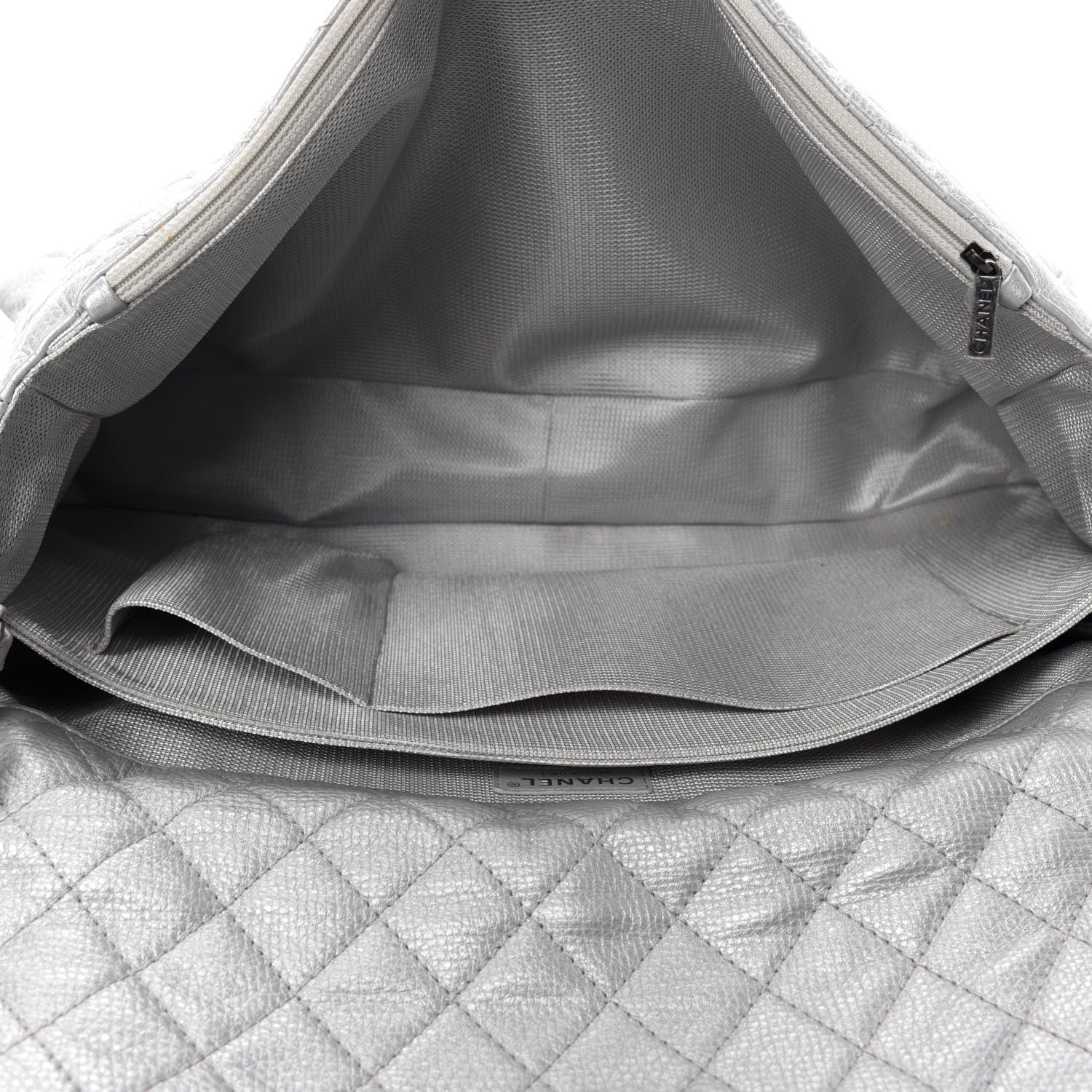 Chanel Metallic Calfskin Quilted XXL Travel Flap Bag Silver 6 of 15