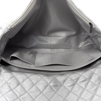 Chanel Metallic Calfskin Quilted XXL Travel Flap Bag Silver 6 of 15