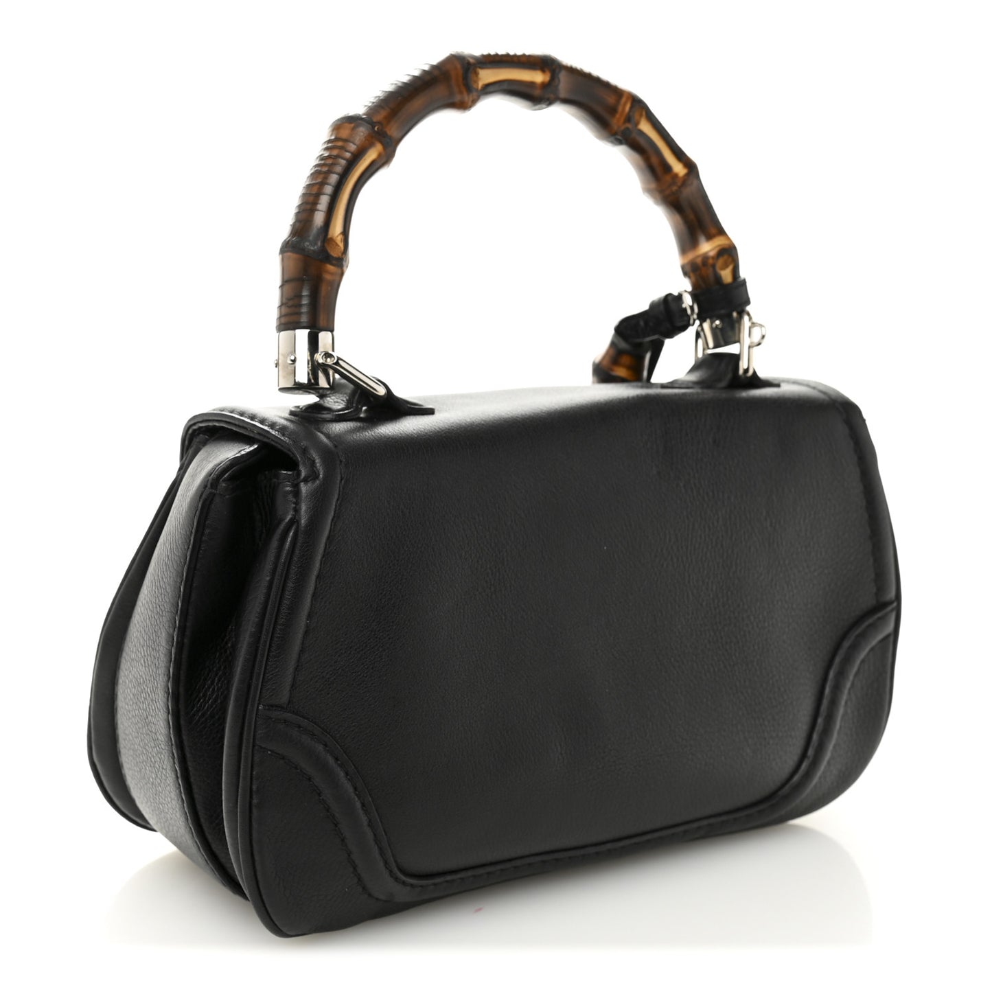 Calfskin Medium New Bamboo Top Handle Bag Black