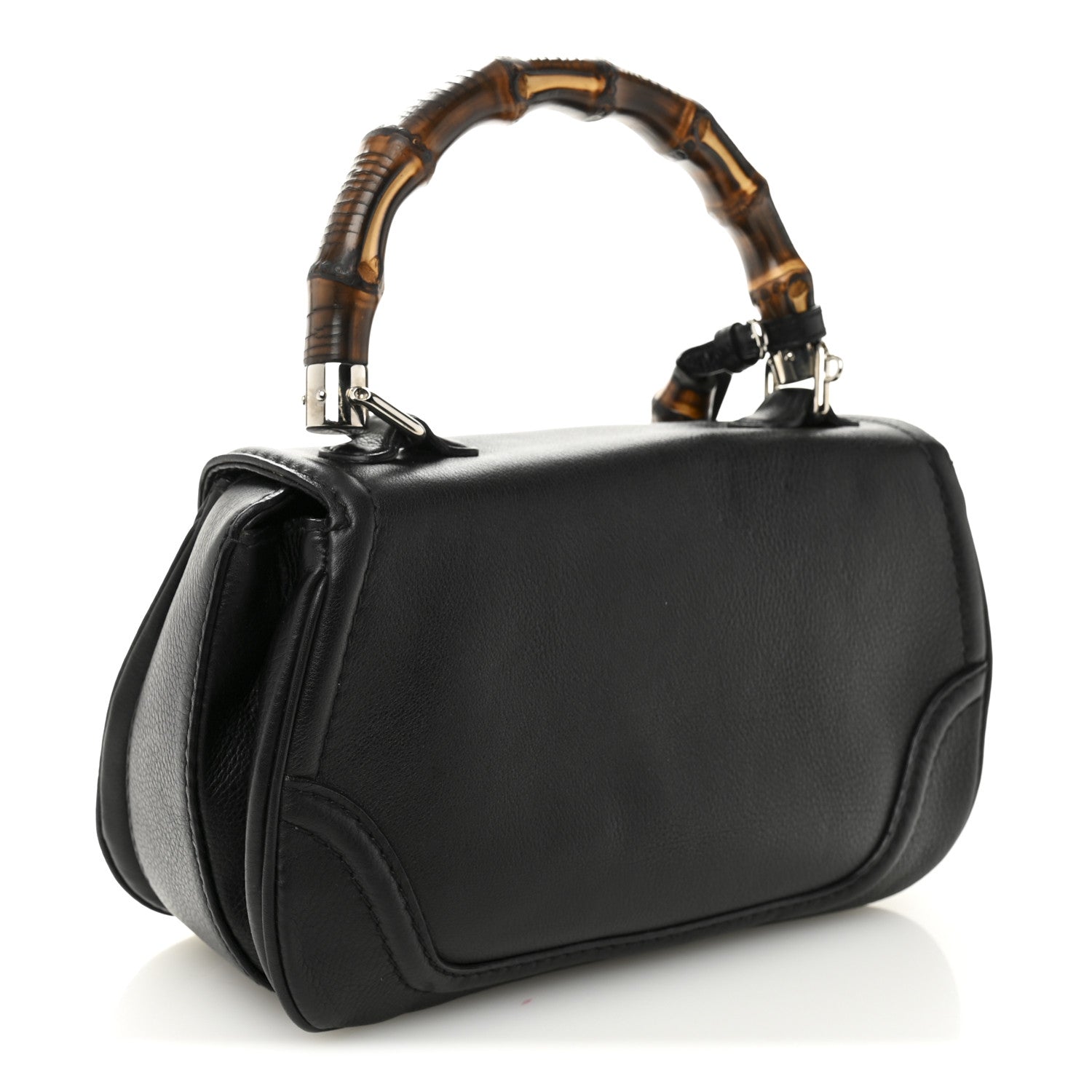 Gucci Calfskin Medium New Bamboo Top Handle Bag Black 3 of 11