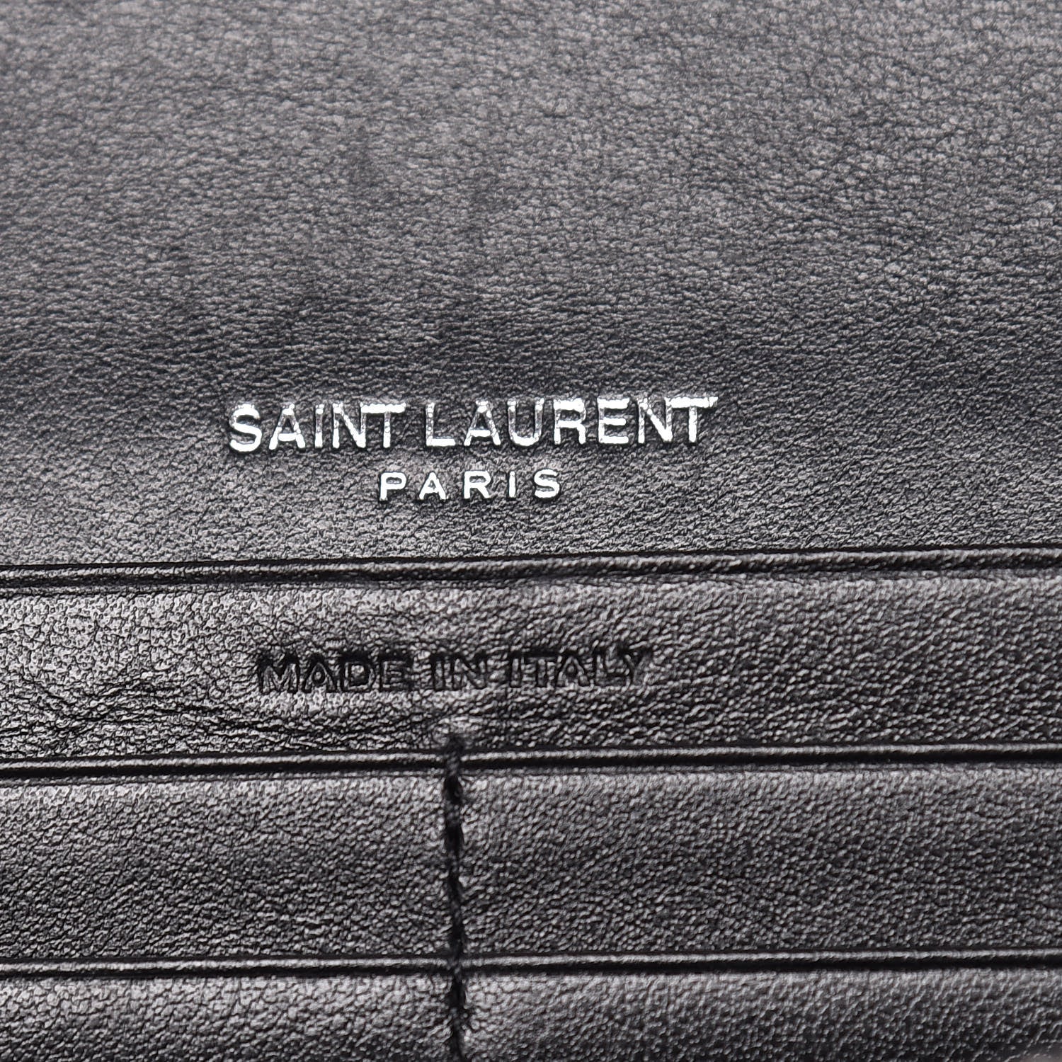 Saint Laurent Calfskin Crocodile Embossed Classic Monogram Cassandre Wallet Black 8 of 12