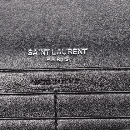 Saint Laurent Calfskin Crocodile Embossed Classic Monogram Cassandre Wallet Black 8 of 12