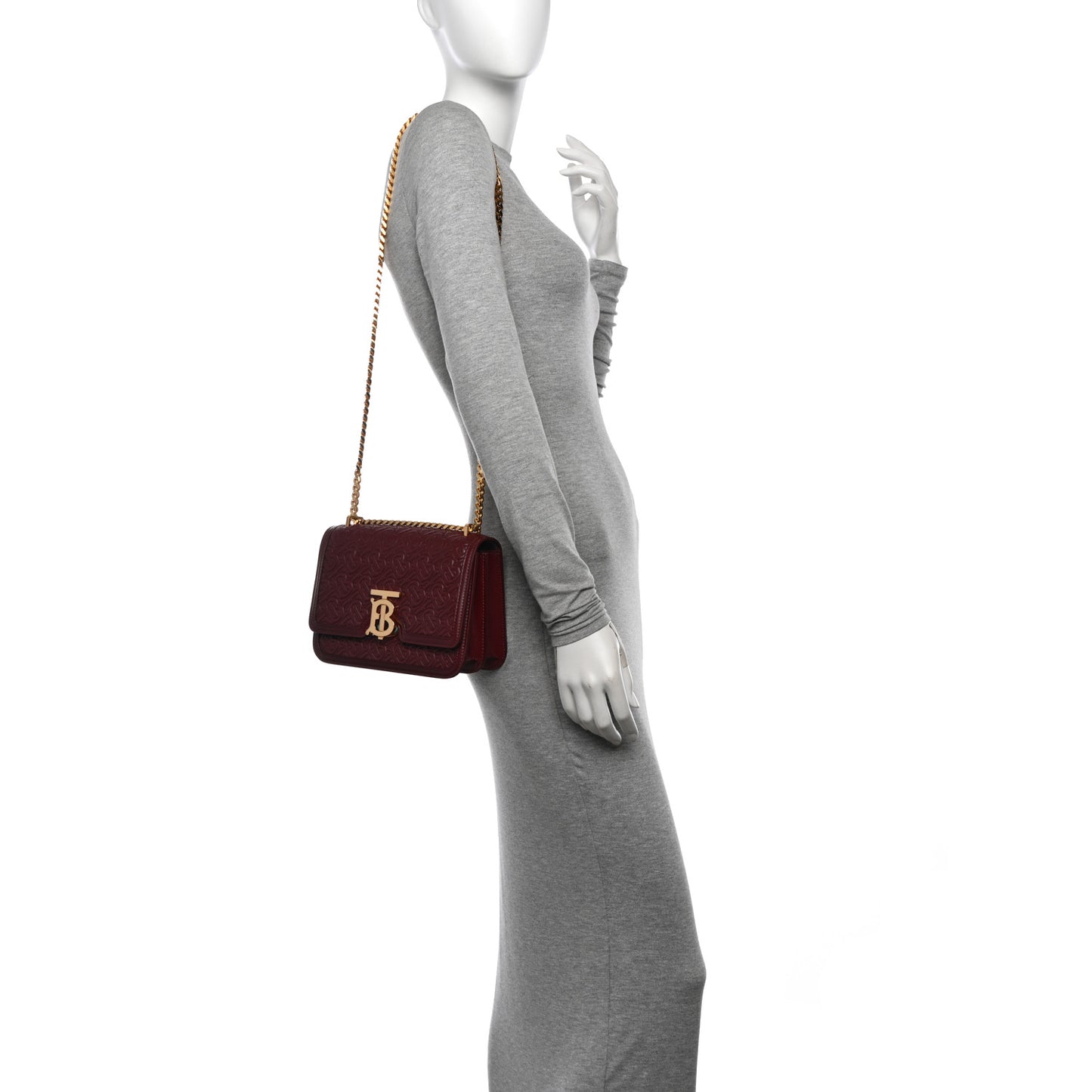 Calfskin Monogram Embossed Small TB Chain Bag Oxblood