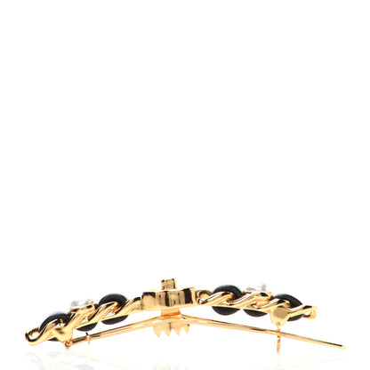 Chanel Pearl Lambskin CC More Is More Hair Clip Black Gold 3 of 8