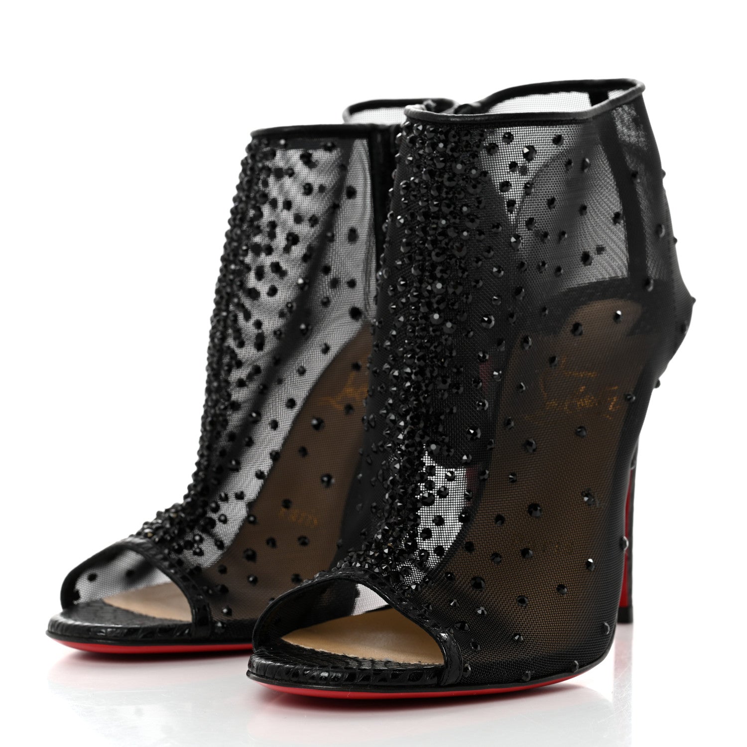 Christian Louboutin Calfskin Jurassic Rete Strass Illimiboot 100 Booties 36 Black 3 of 8