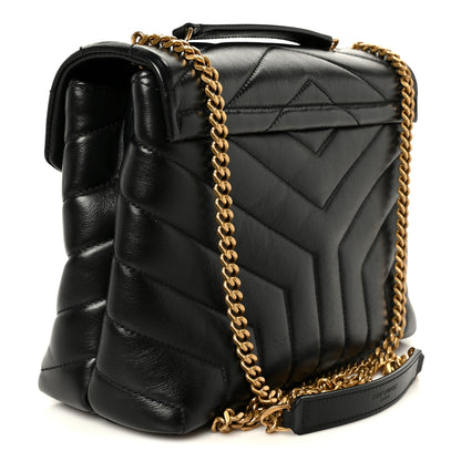 Saint Laurent Calfskin Y Quilted Monogram Small Loulou Chain Satchel Black 3 of 12