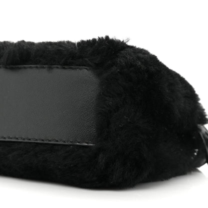 Fendi Shearling Shiny Nappa Micro Peekaboo Iconic Satchel Black 8 of 9