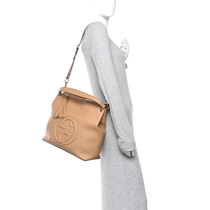 Gucci Pebbled Calfskin Large Soho Hobo Camelia 2 of 11