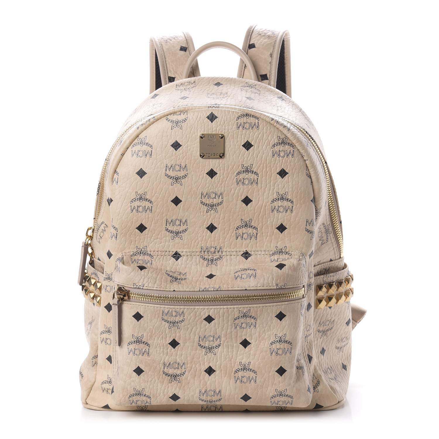 MCM Visetos Small Side Stud Stark Backpack Beige 1 of 8