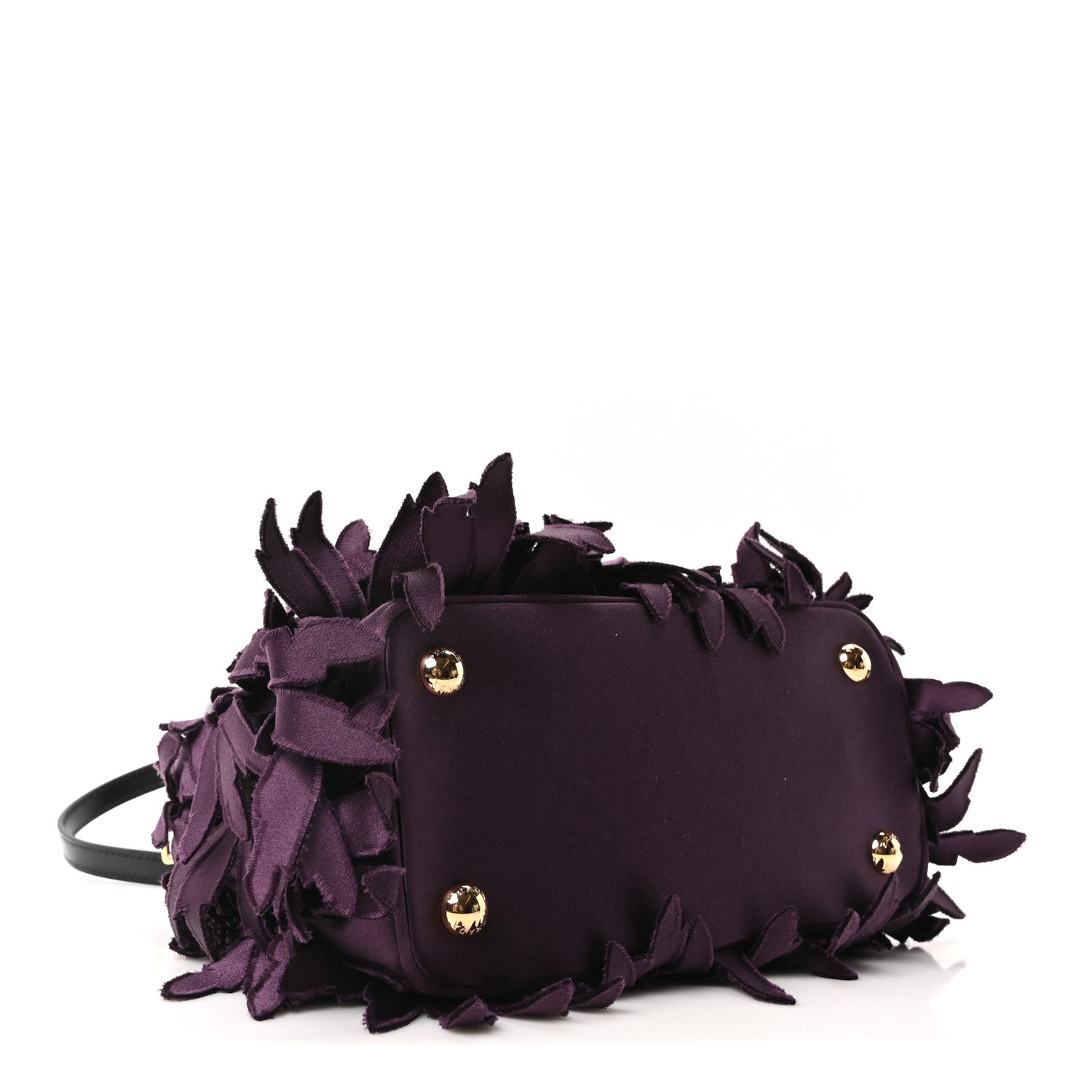 Prada Satin Feathered Vernice Mini Galleria Double Zip Tote Black Prugna 4 of 10