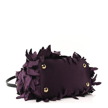 Prada Satin Feathered Vernice Mini Galleria Double Zip Tote Black Prugna 4 of 10